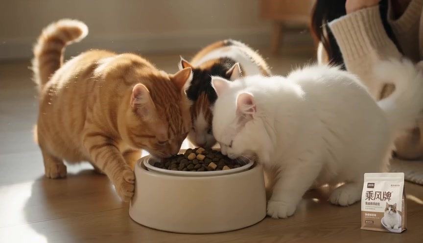猫咪争抢猫粮暖调猫粮宣传视频